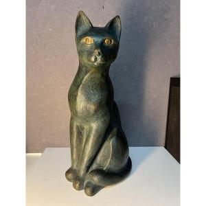 Chat en bronze de Maria ROMAGNOLI, signé et numéroté 3/8 et daté 1995, Fondeur Candide à Paris