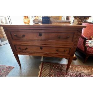 Louis XVI-style Chest Of Drawers, 18th Century, Made Of Solid Walnut