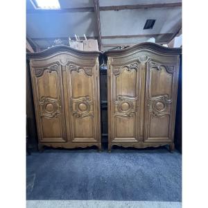 Pair Of Normandy "cauchoises" Cabinets Made Of High-quality Solid Oak. 1960s–1970s