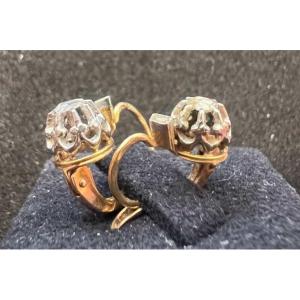 Pair Of 18-karat Gold Lever-back Earrings. Yellow Gold And White Gold, Gross Weight 2.2 G