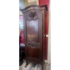 20th-century Normandy-style Chest Of Drawers Made Of Carved Oak, With A Single Door; Height: 212 Cm