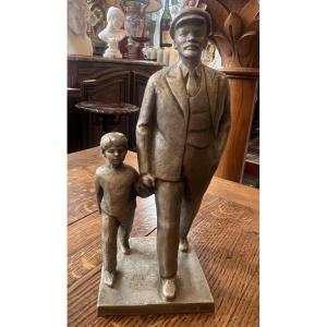 Albert Serafimovich Charkin (1937–2017), Sculpture Of Lenin And The Child, 1973