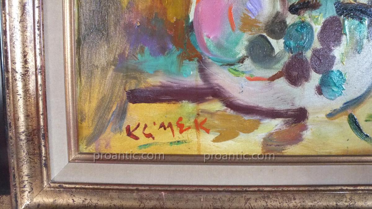 Woman With Bouquet Oil On Canvas From Klimek (1912-1992)-photo-3