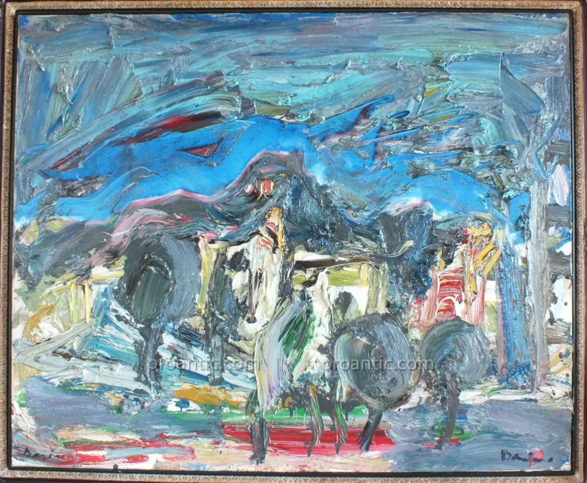 Huile Sur Toile Damiano (1926-2000) Peinture Tableau 100 X 81-photo-2