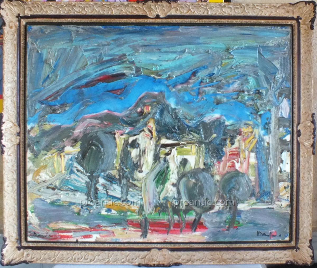 Huile Sur Toile Damiano (1926-2000) Peinture Tableau 100 X 81-photo-3