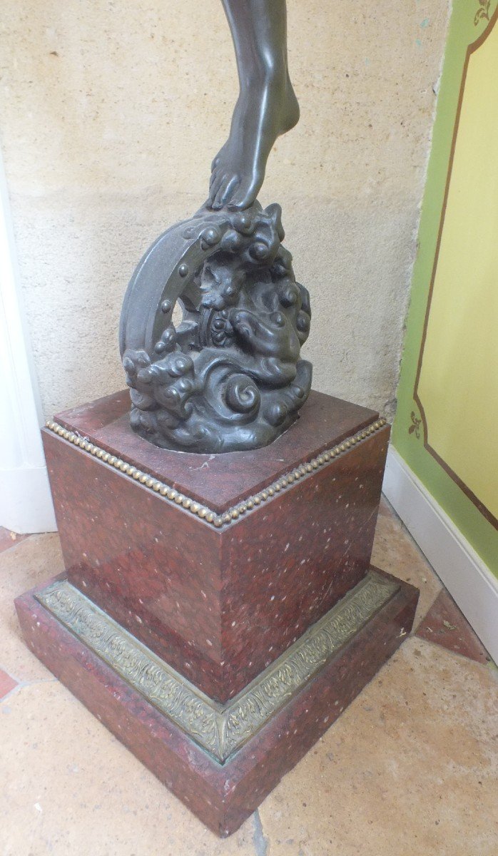 Grands Bronze Torch&egrave;res Herm&egrave;s Et Fortune Jean de Bologne 19eme-photo-7