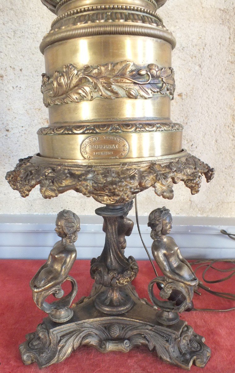 Bronze Lamp System Late 19th Dubernat Bordeaux-photo-4