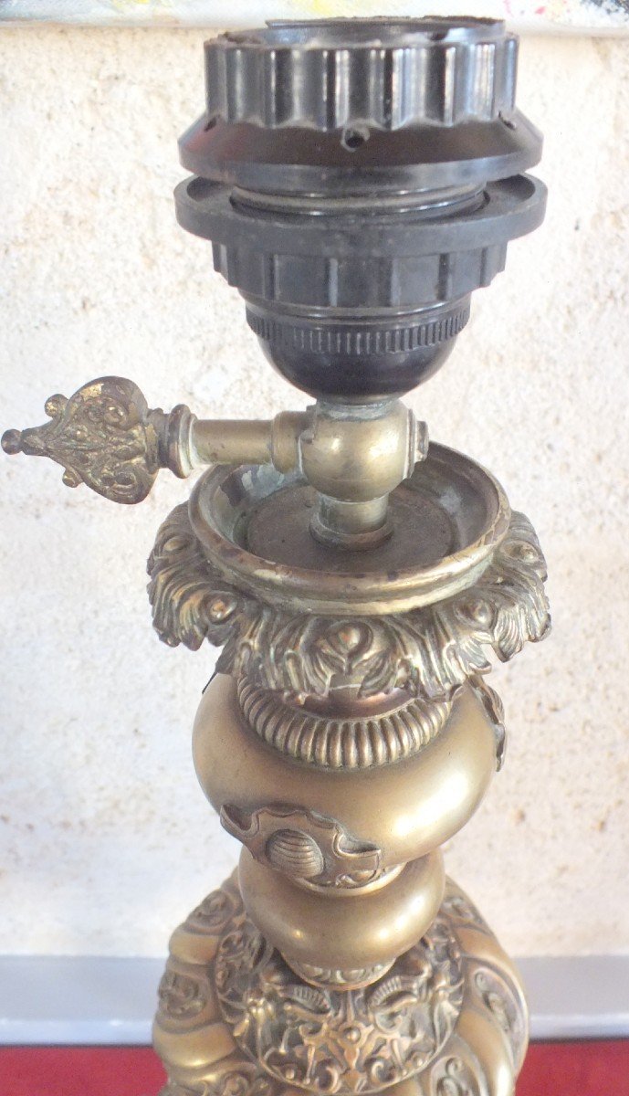 Bronze Lamp System Late 19th Dubernat Bordeaux-photo-4