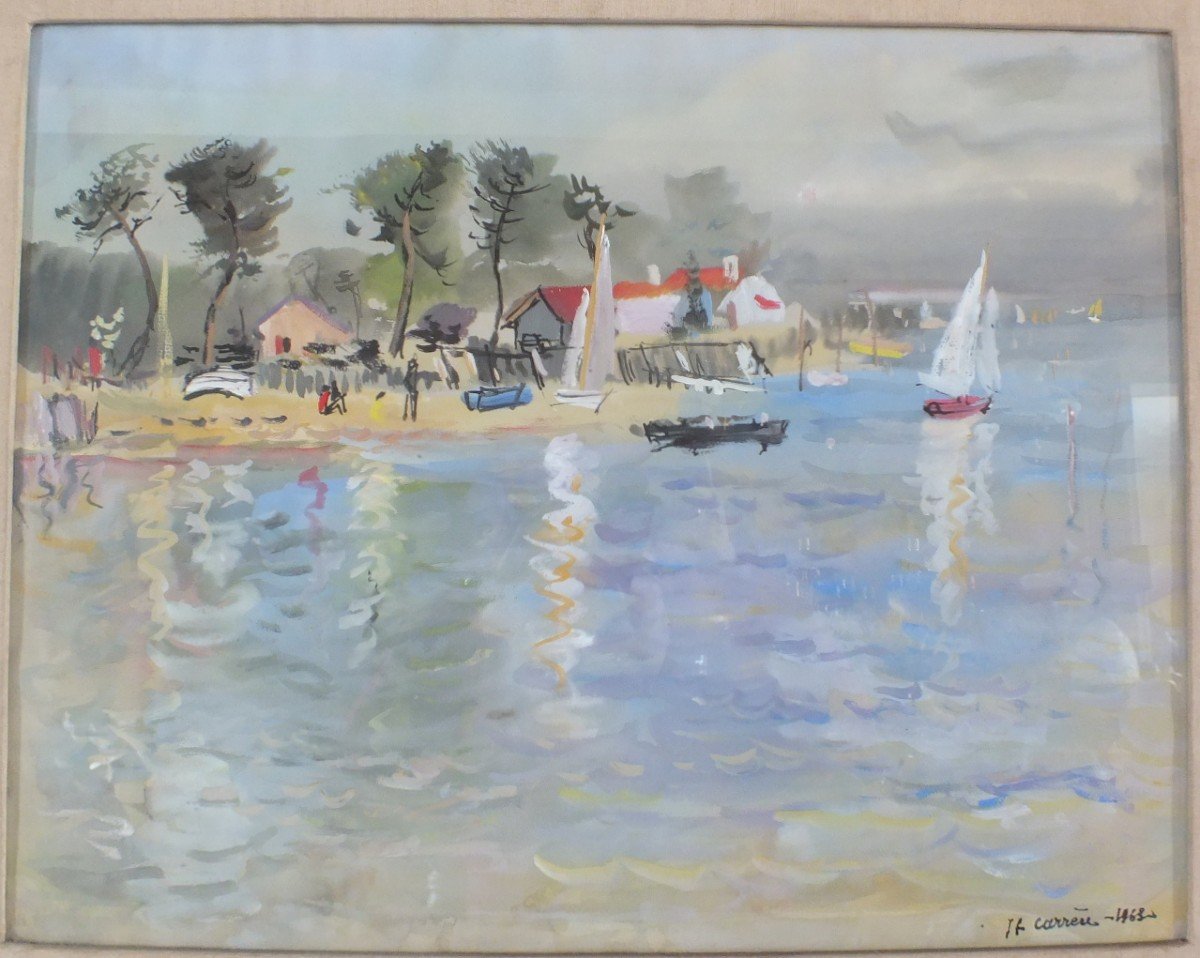 Carrère Gouache Watercolor Cap Ferret 1963-photo-2