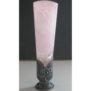 Sceau Cachet Art Nouveau Quartz Rose Et Argent