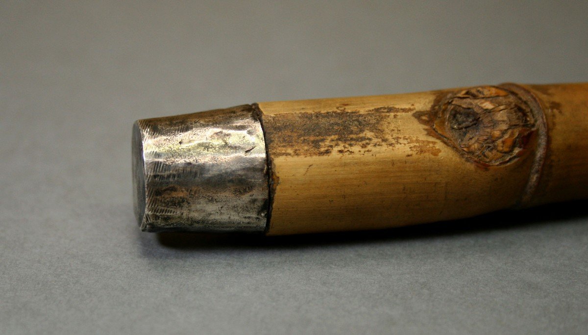 Antique Silver & Bamboo Baton  Stick Cane From Royal Luang Prabang Laos Elephants-photo-8