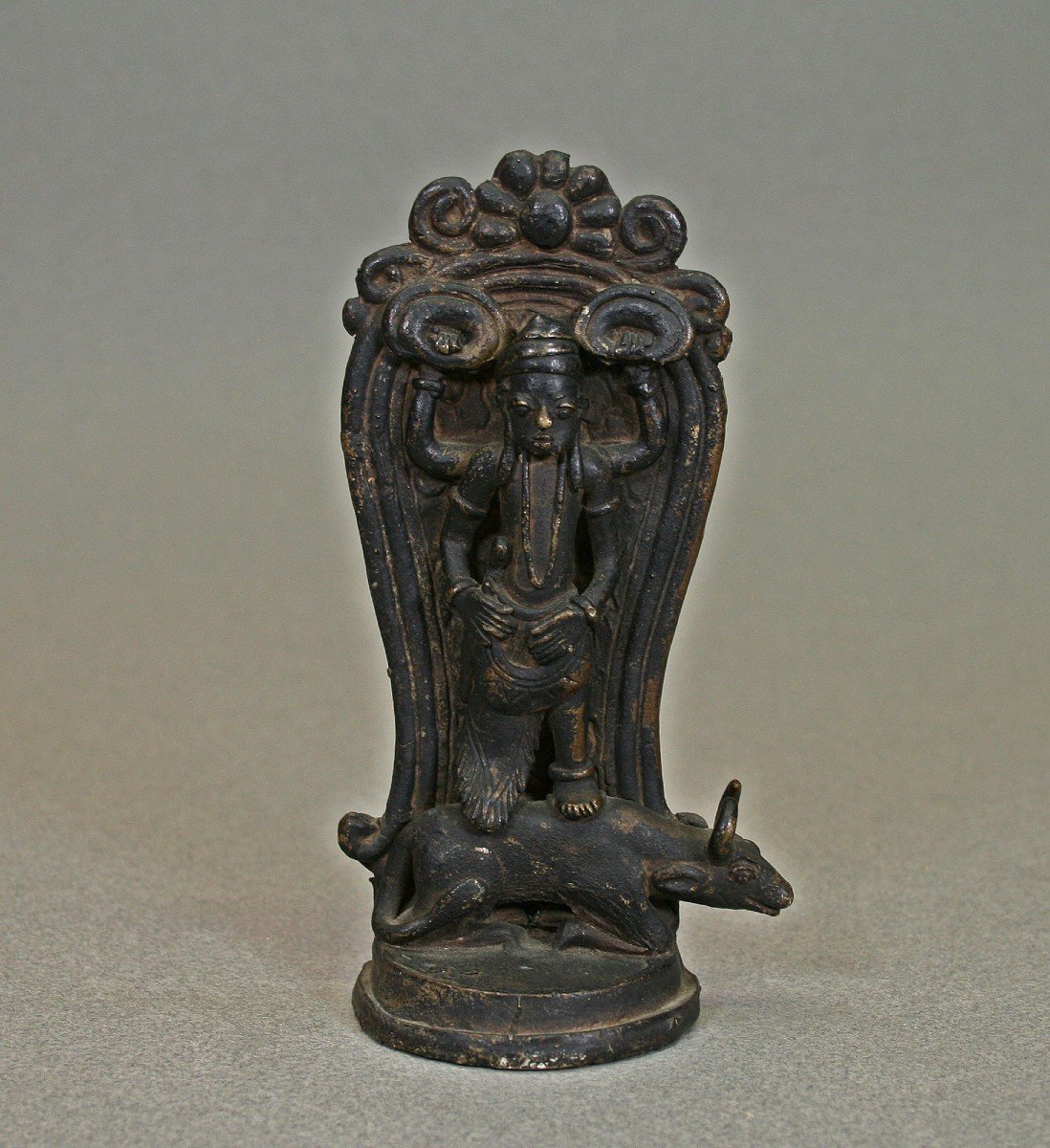Ancien Bronze Indien Shiva & Nandi Dieu Hindou