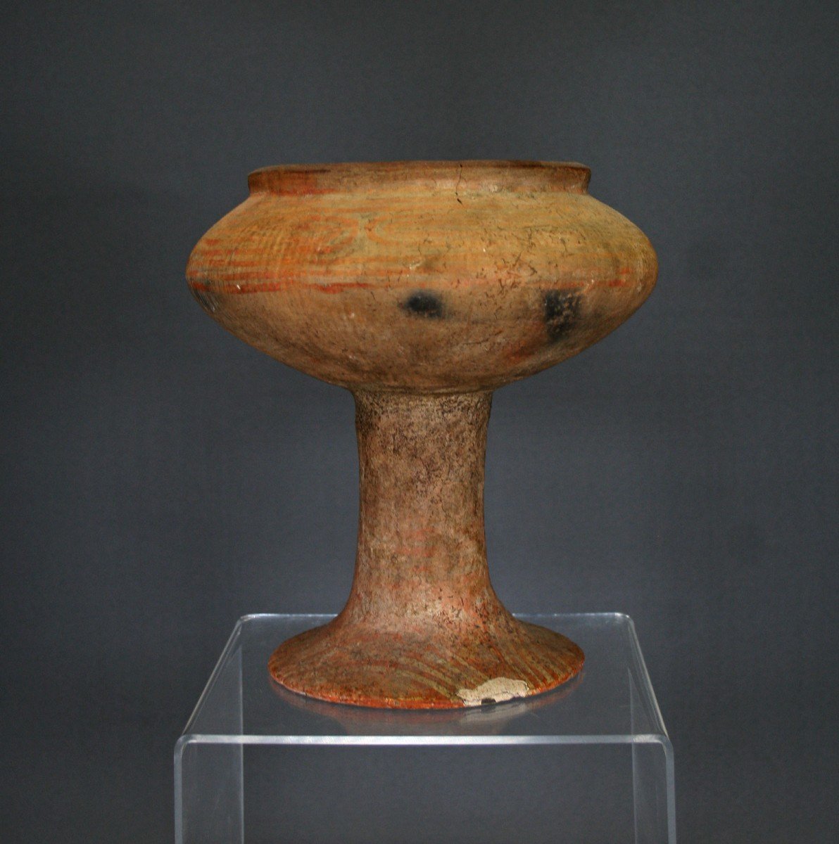 Ban Chiang, Thailand, 3rd - 1st Century Bc  Terracotta Pedestal Bowl -photo-2