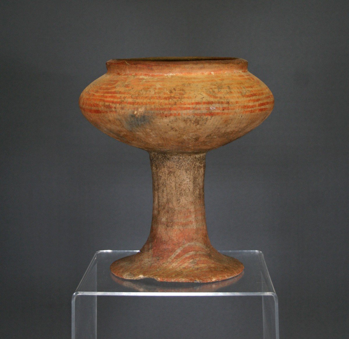 Ban Chiang, Thailand, 3rd - 1st Century Bc  Terracotta Pedestal Bowl -photo-4