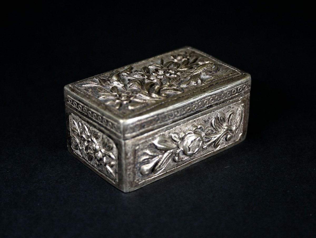 Argent Massif Chinois Antique Tabatière