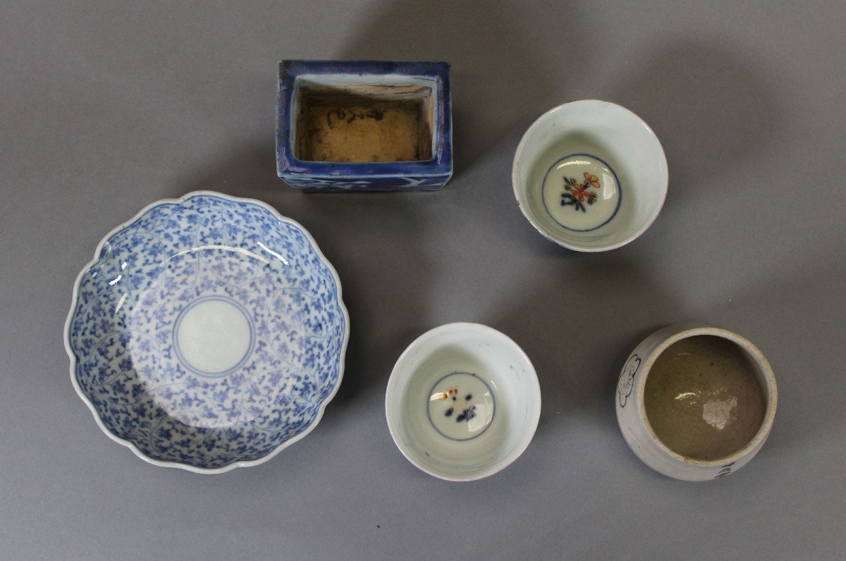 Collection Cinq Pièces Porcelaine Japonaise Imari Arita Edo Meiji-photo-4
