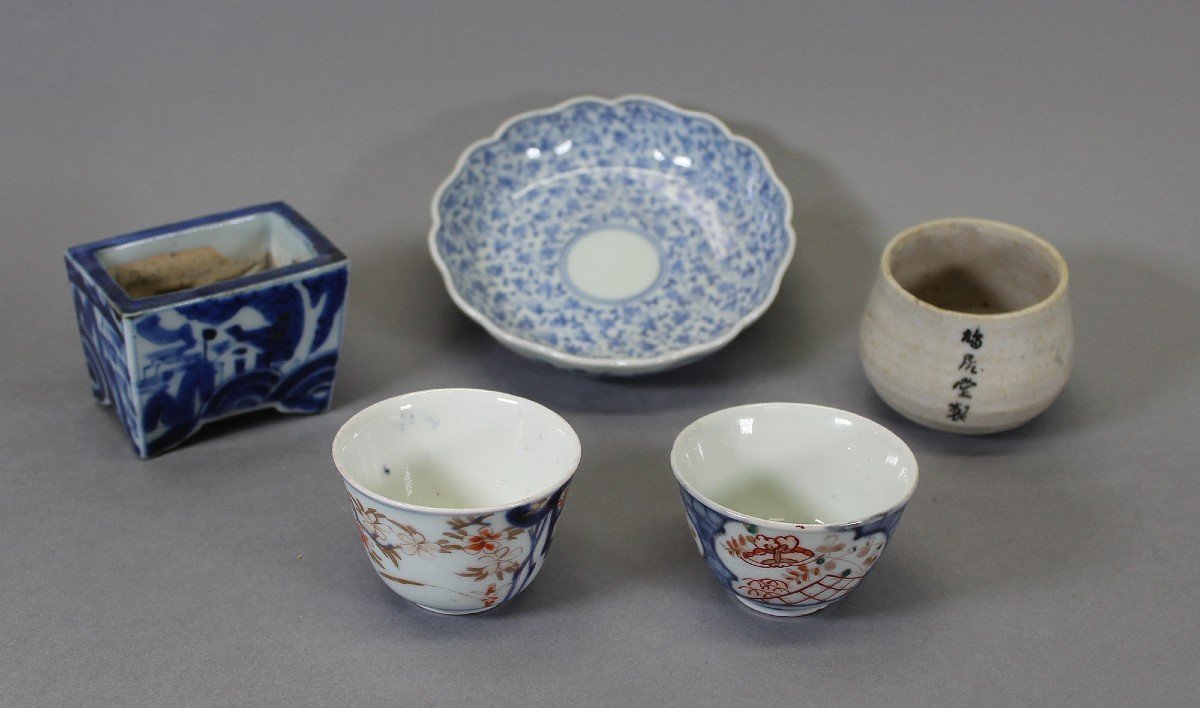 Collection Cinq Pièces Porcelaine Japonaise Imari Arita Edo Meiji