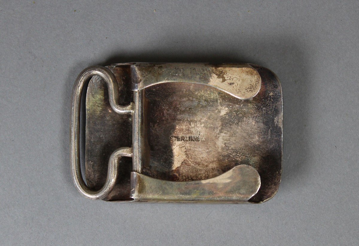 Belt Buckle  Silver Niello Three-headed Elephant Of Laos-photo-2