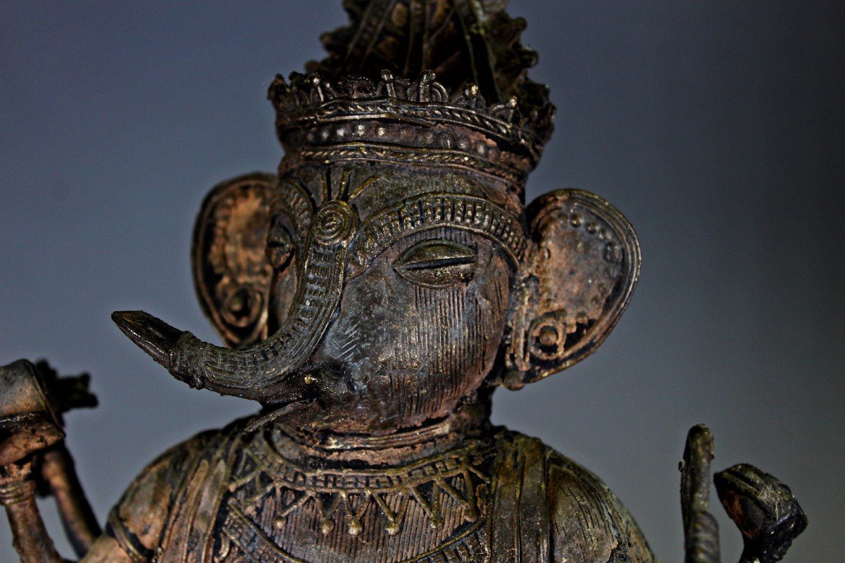 Statue Indienne Ganesha Dhokra Bastar éliminateur d'obstacles. porteur bonne chance.-photo-1