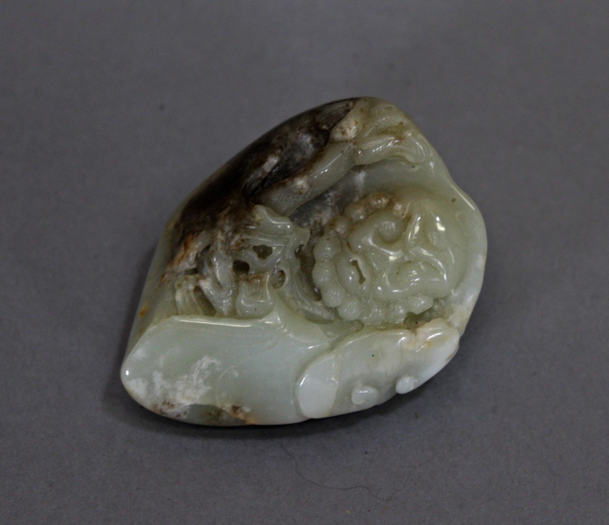 Ancien Rocher De Jade Chinois Sculpté Immortel