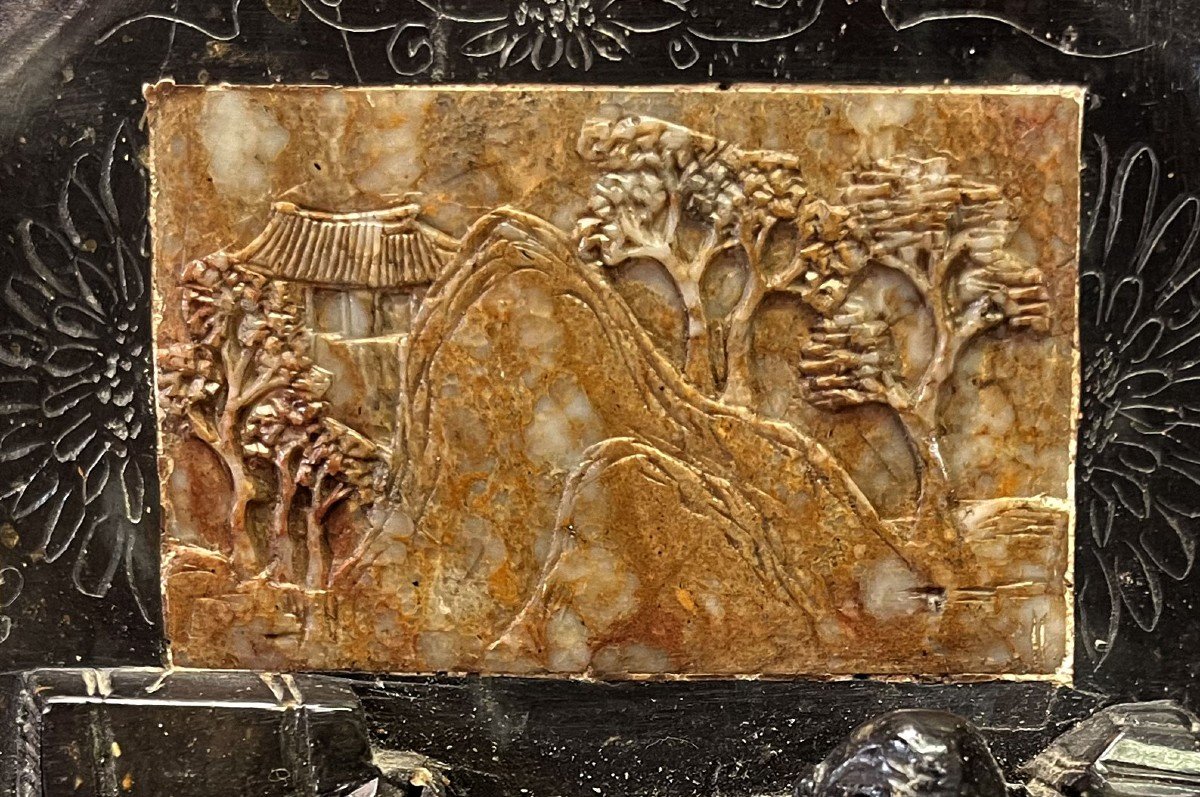 Pair Antique Chinese Carved Soapstone (stéatite) Bookends Immortals With Deer-photo-1