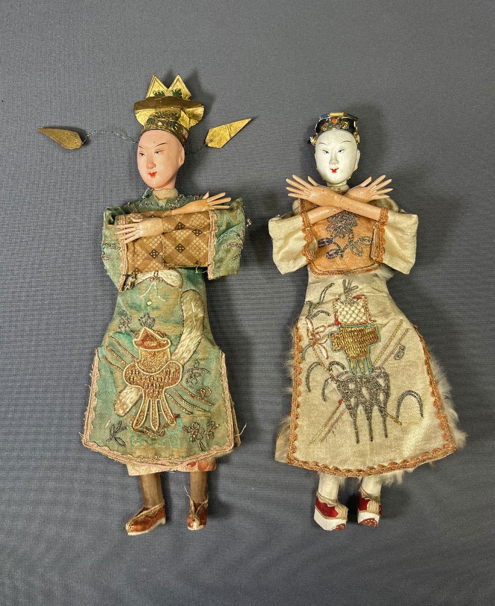 Proantic: Pair Of Antique Chinese Opera Dolls