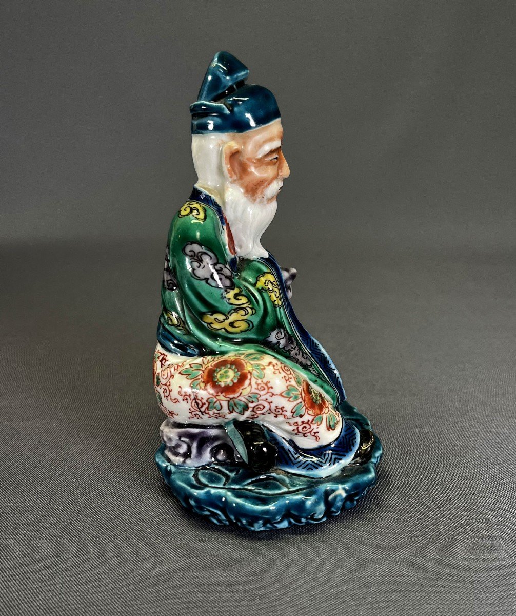 Antique Japanese Kutani Porcelain Figure Of Jurojin - God Of Longevity-photo-4