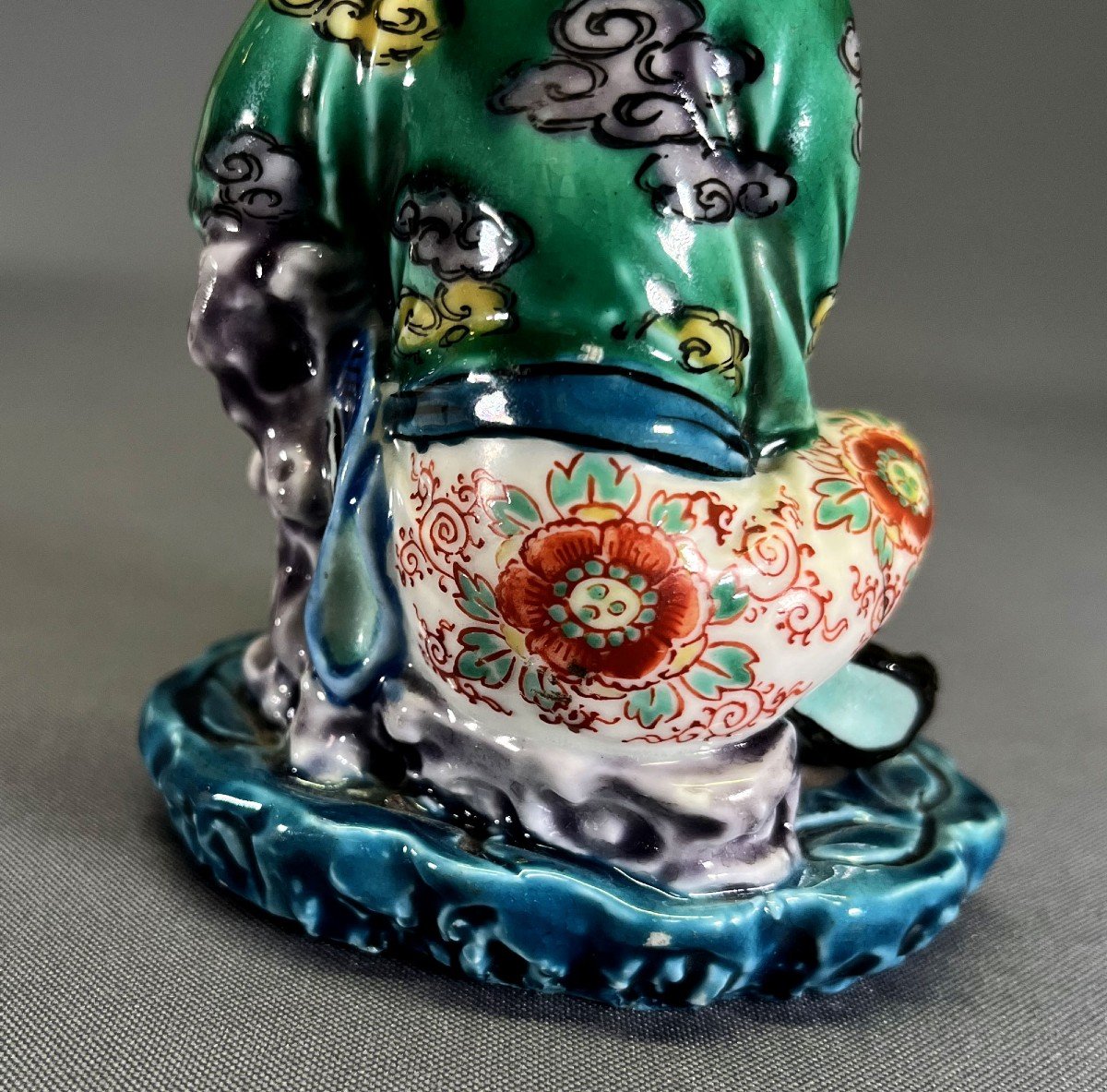 Antique Japanese Kutani Porcelain Figure Of Jurojin - God Of Longevity-photo-2