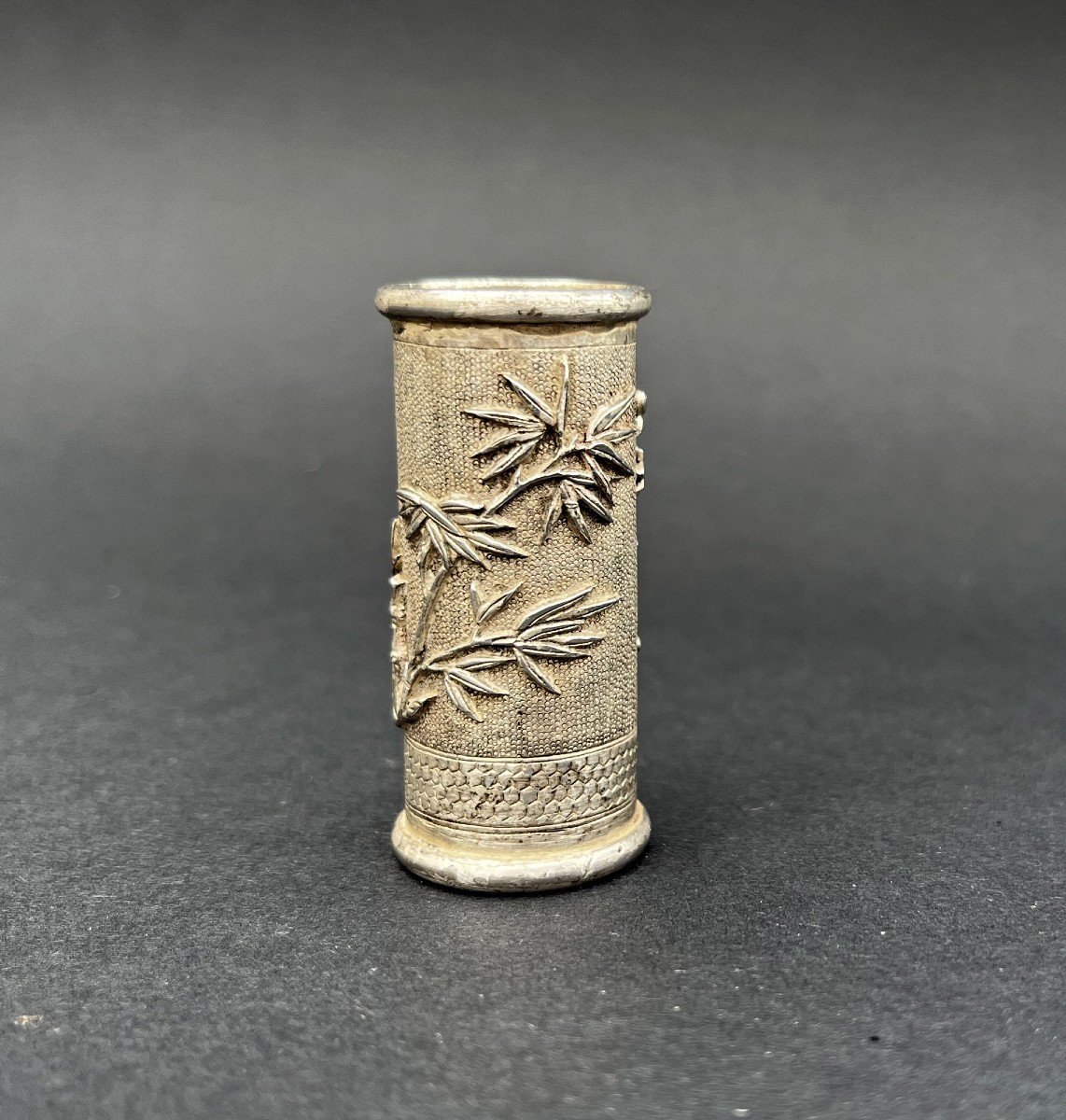 Antique Chinese Silver Opium Tool Container-photo-2