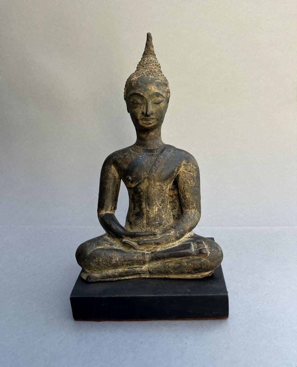 Bouddha De Méditation En Bronze Thaïlande Période Lanna XVe Siècle-photo-2