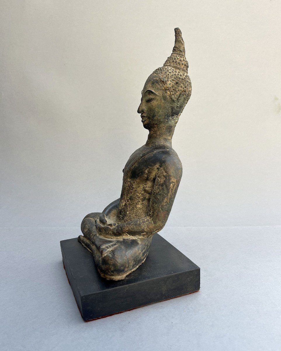 Bronze Meditation Buddha Thailand Lanna Period 15th Century-photo-3