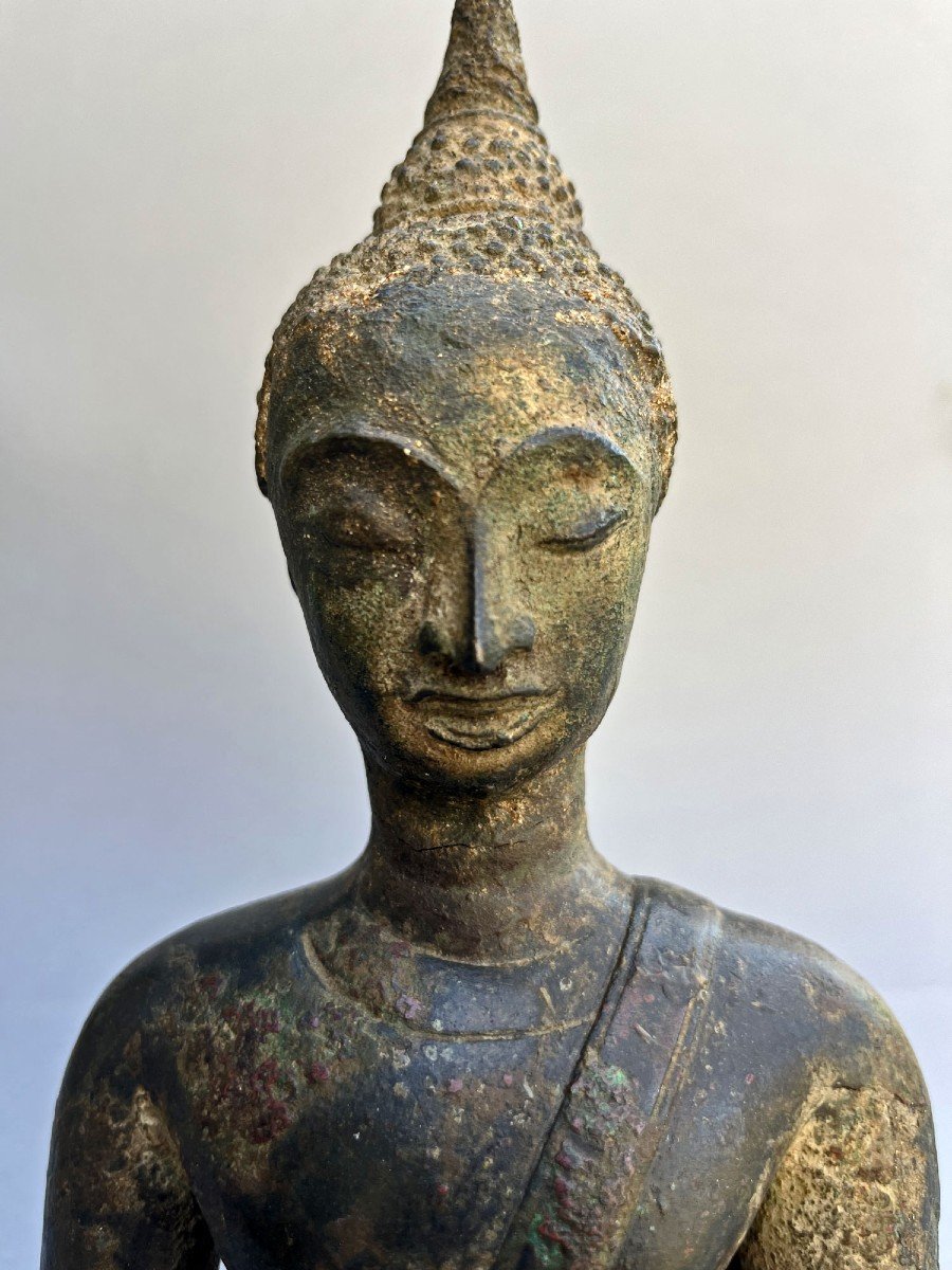 Bronze Meditation Buddha Thailand Lanna Period 15th Century-photo-3