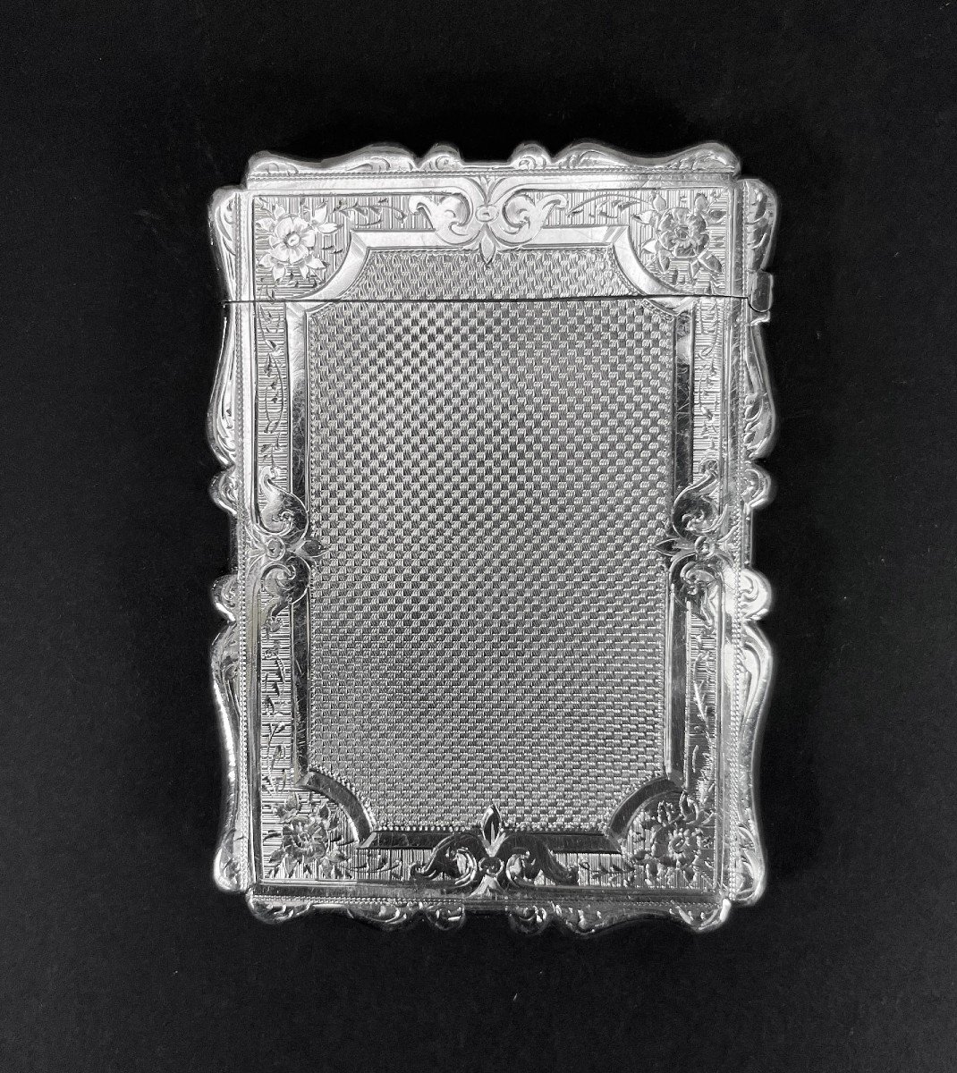 Porte-cartes De Visite En Argent Massif Anglais Antique 1871-photo-2