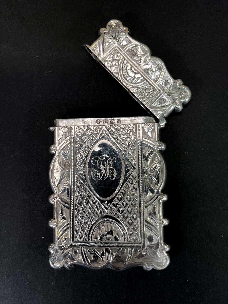 Porte-cartes de visite en argent massif anglais ancien petit modèle George Unite-photo-2
