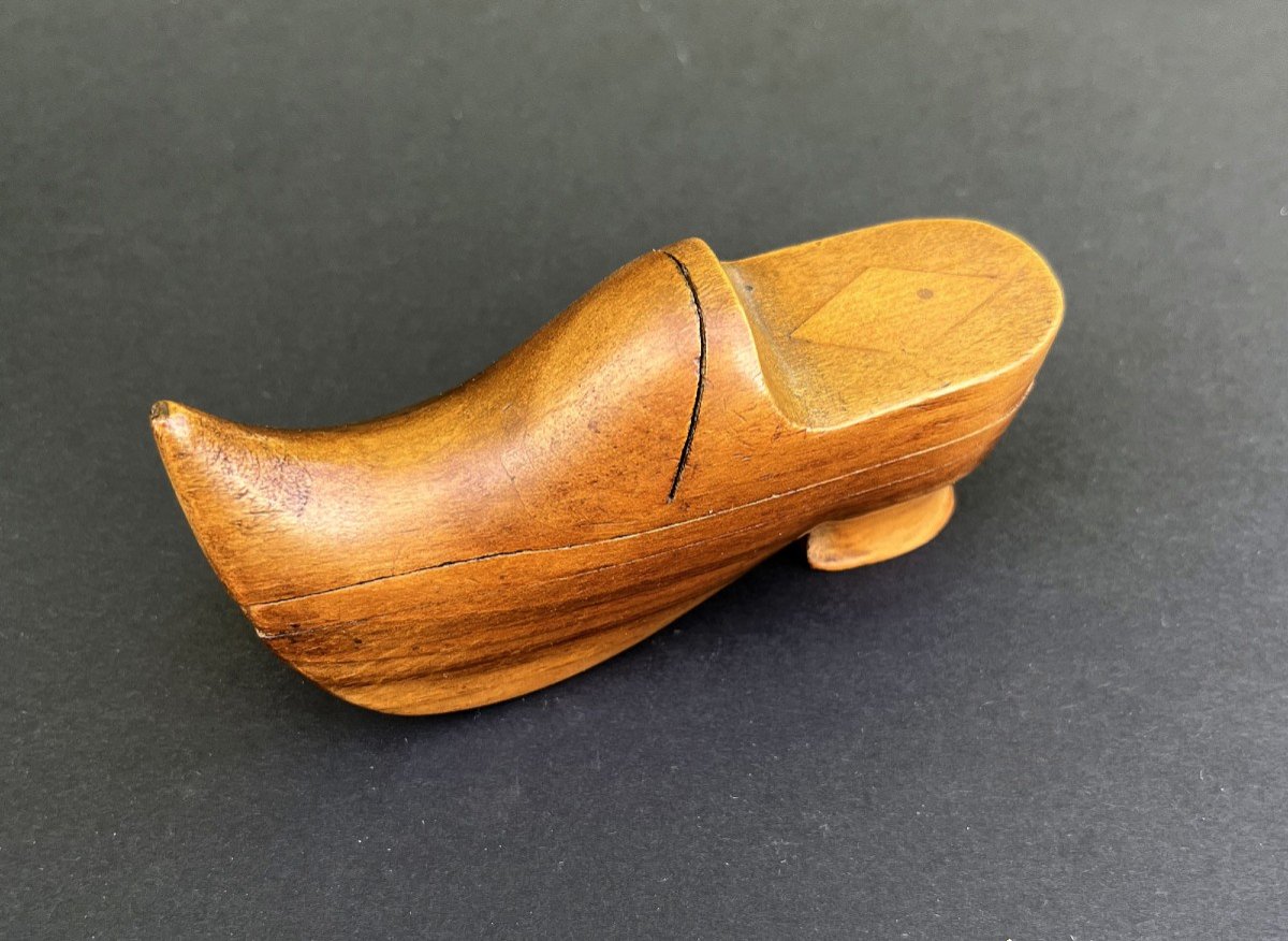 Antique French Snuff Box In The Form Of A  Clog Complex Trick System -photo-2