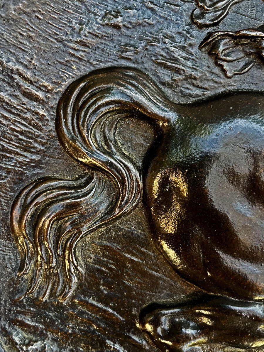 Chevalier En Armure à Cheval Grande Plaque En Bronze Musée De Cluny-photo-4
