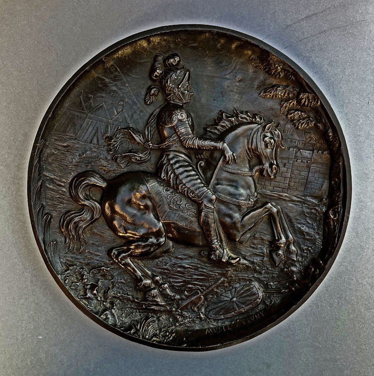 Chevalier En Armure à Cheval Grande Plaque En Bronze Musée De Cluny