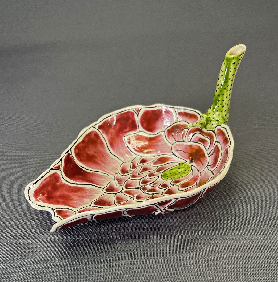 Coupe De Libation De Lotus Chinois Antique Avec Inscription