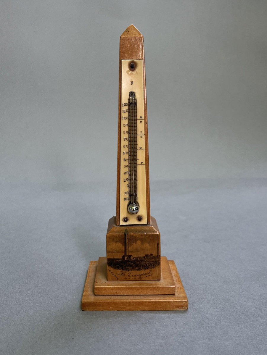 Obelisk Les Phares Le Touquet Thermometer Souvenir Bois De Satin