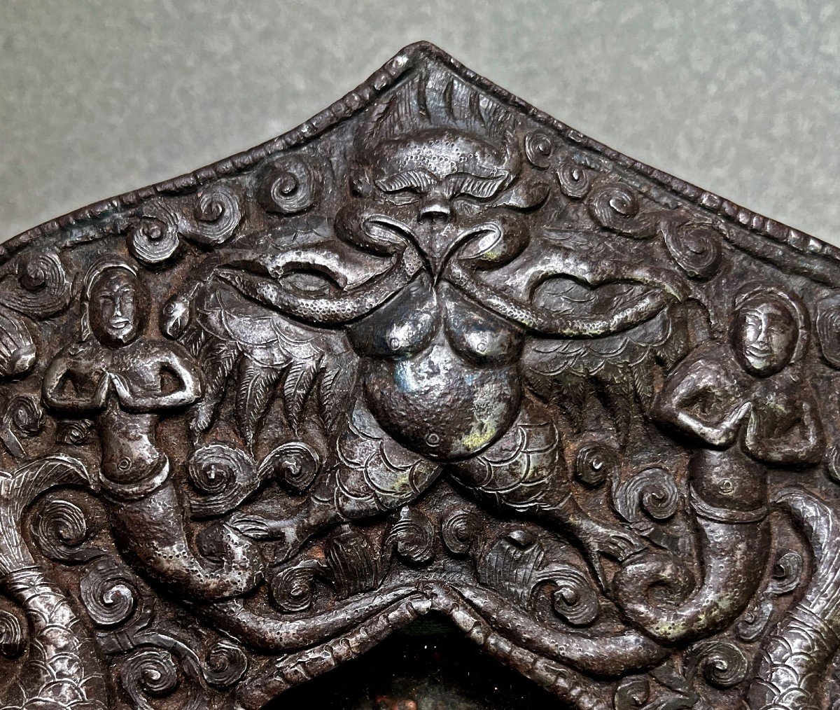 Gau Tibétain Antique Etui Amulette Rituel Bouddhique Padmasambhava Gourou Rinpoché Tsa Tsa-photo-2
