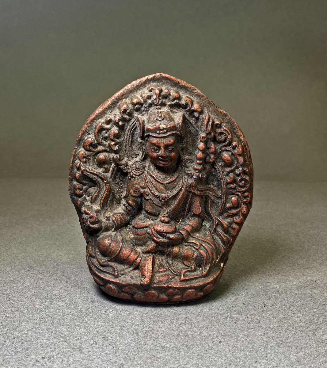Gau Tibétain Antique Etui Amulette Rituel Bouddhique Padmasambhava Gourou Rinpoché Tsa Tsa-photo-5