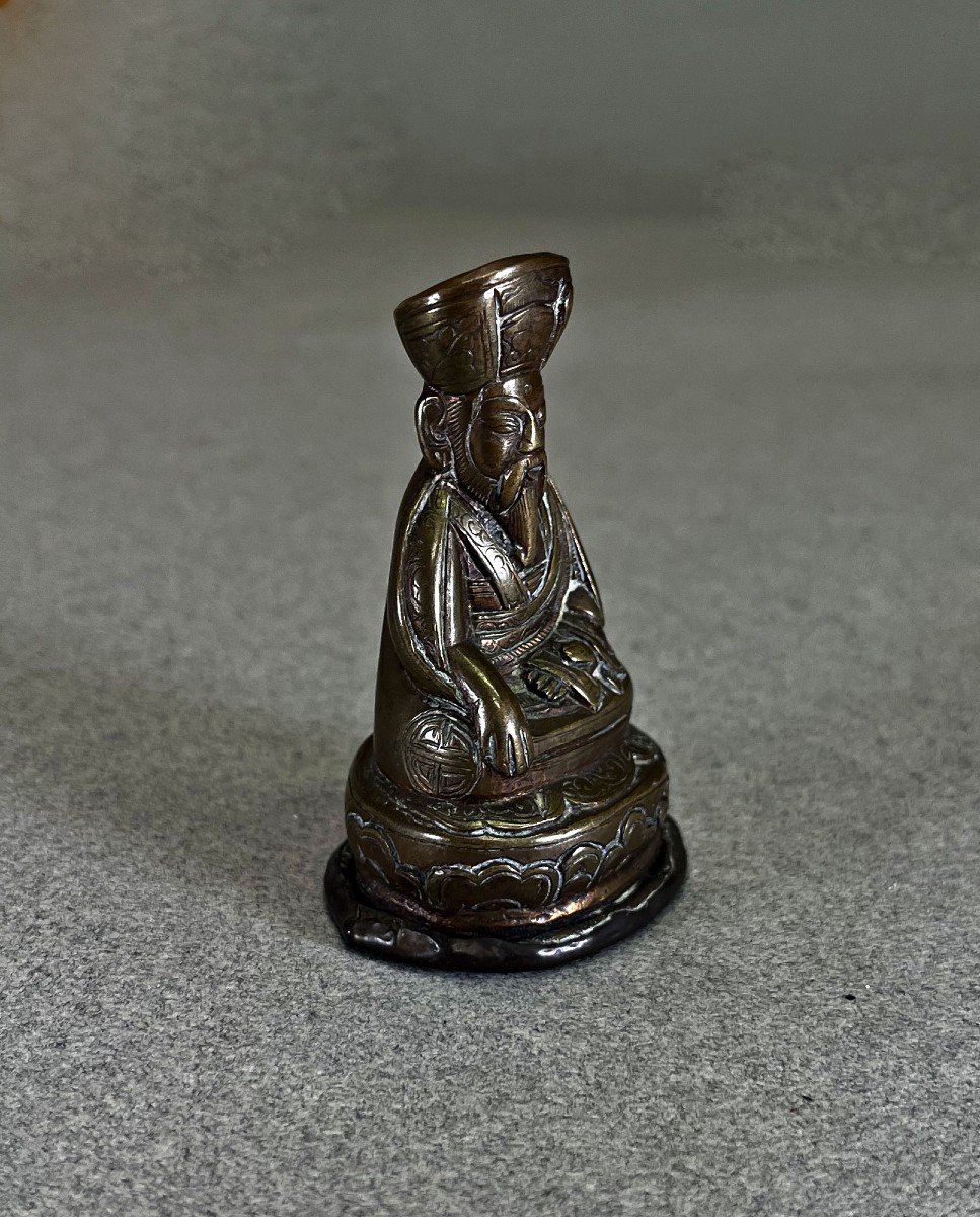 Rare Bhutanese Bronze Lama Shabdrung Ngagwang Namgyal Tibet Drugpa Kagyu Buddhist -photo-4