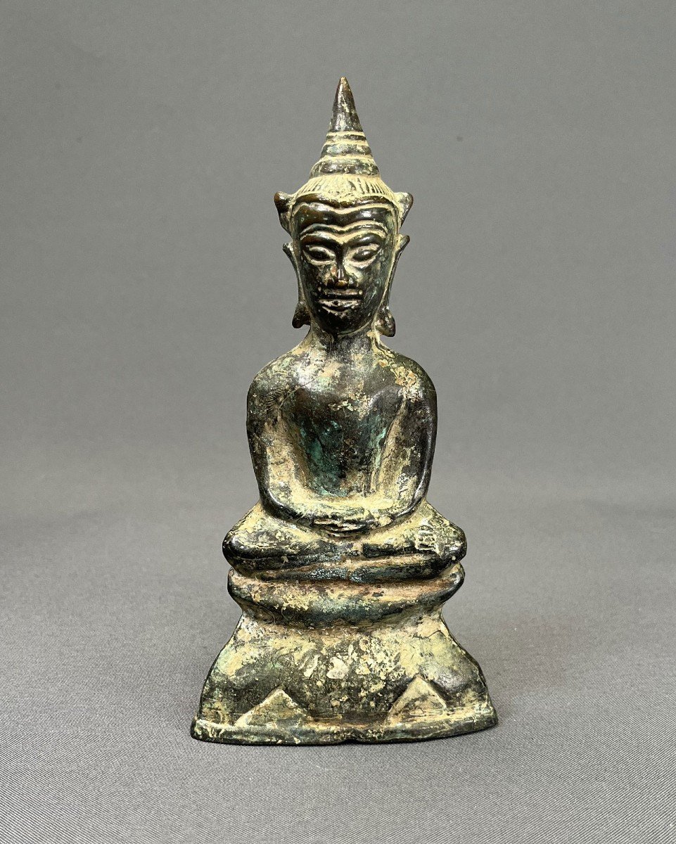 Bouddha Phra Chai En Bronze Thaïlandais Antique Ayutthaya XVII/xviii ème  amulette bonne chance