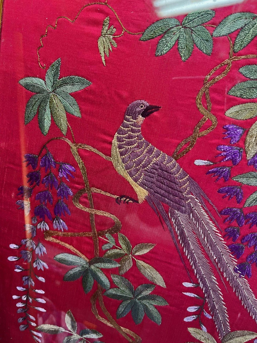 Pair Vietnamese Silk Embroidery Nguyen Dynasty-photo-2
