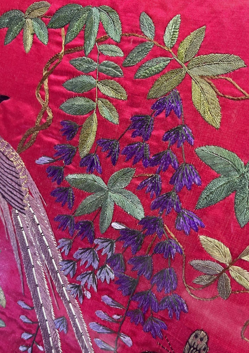 Pair Vietnamese Silk Embroidery Nguyen Dynasty-photo-3