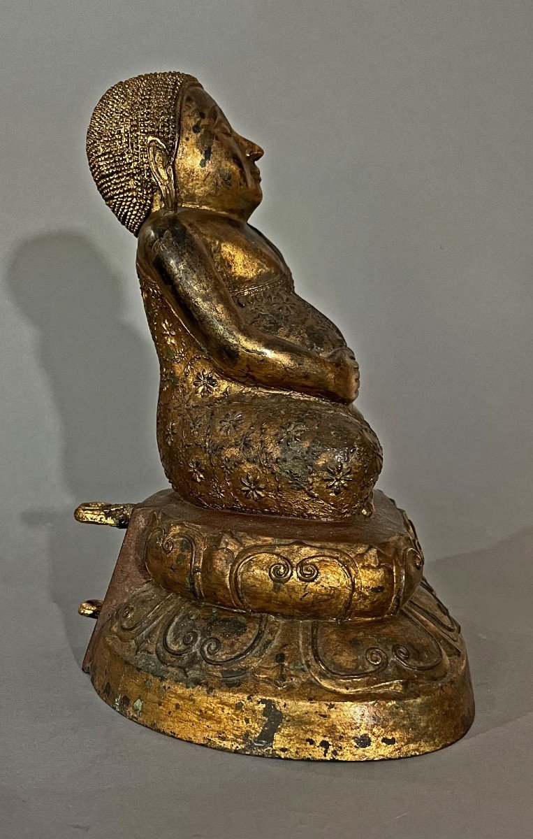 Antique Thai Rattanakosin Gilt Bronze Mahakatyayana Disciple Of Gautama Buddha-photo-2