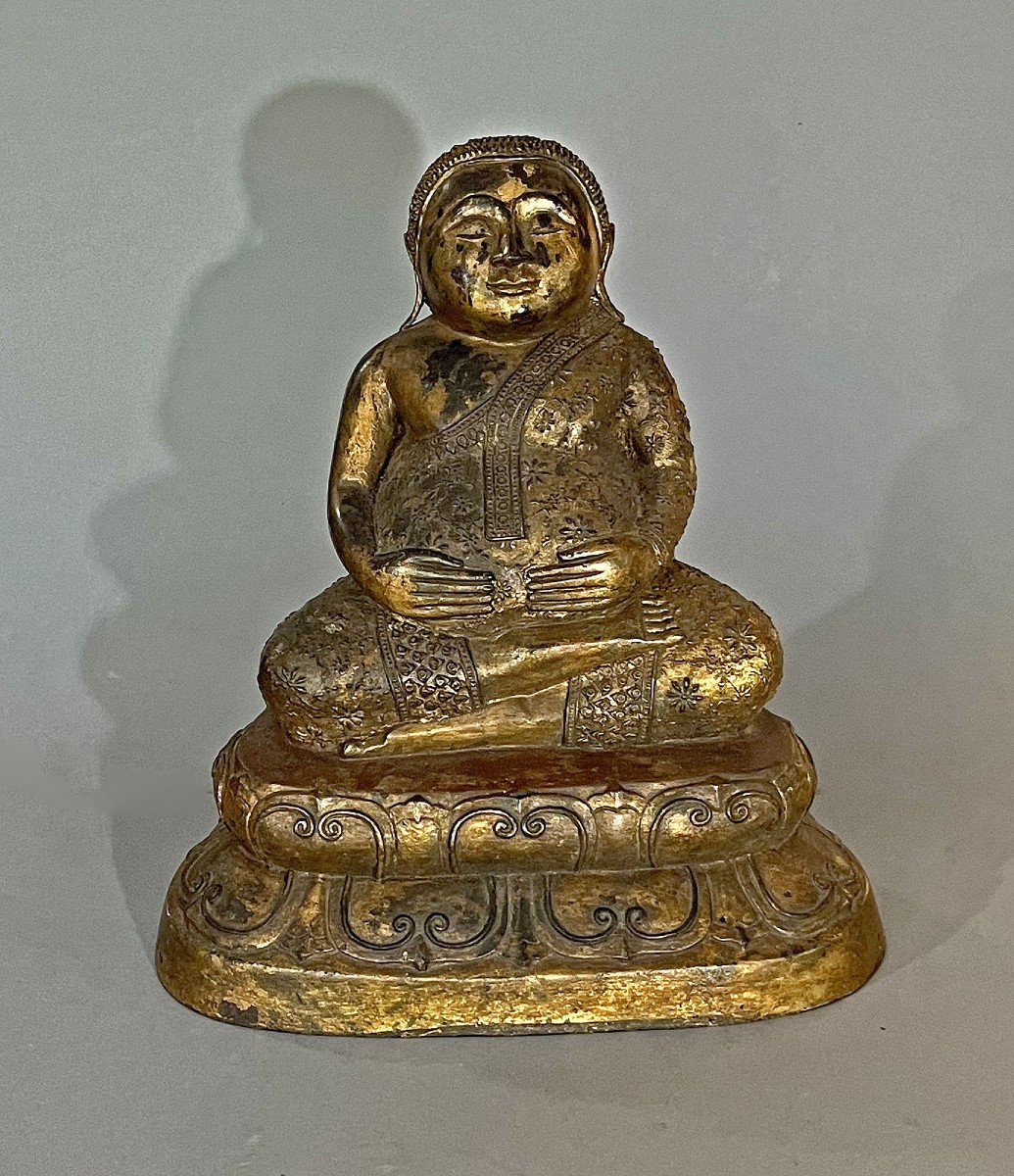 Antique Thai Rattanakosin Gilt Bronze Mahakatyayana Disciple Of Gautama Buddha