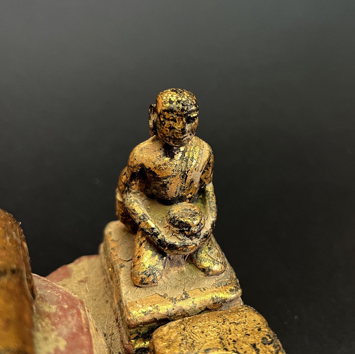 Rare Bouddha émacié En Bronze Doré Thaïlandais Rattanakosin Temple Bouddhiste-photo-2