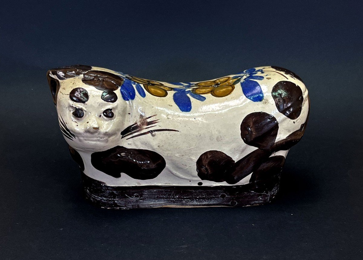Oreiller En Forme De Chat En Poterie De Style Cizhou Chinois Antique Avec Design Floral
