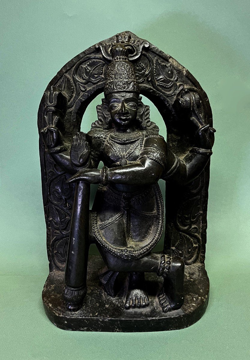  Dvarapala Antique En Pierre Noire Indienne Gardien Du Temple Du Dieu Hindou Shiva Inde